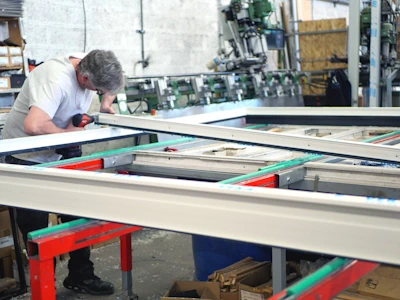 Atelier menuisier qui constuit une fenêtre 2